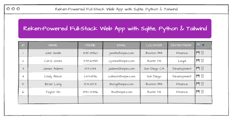 Reken-Powered Full-Stack Web App with SQLite, Python Flask & Tailwind